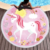 hot 2020 unicorn round beach towels summer cartoon thick bath shower towel 150cm circle beach swim mat bikini cover up