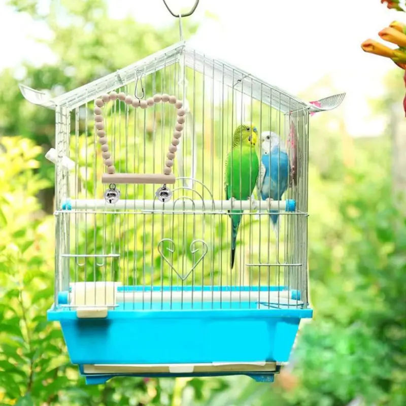

8 Pcs/set Bird Parrot Swing Chew Toys Natural Wood Hanging Bell Birds Cage Decor