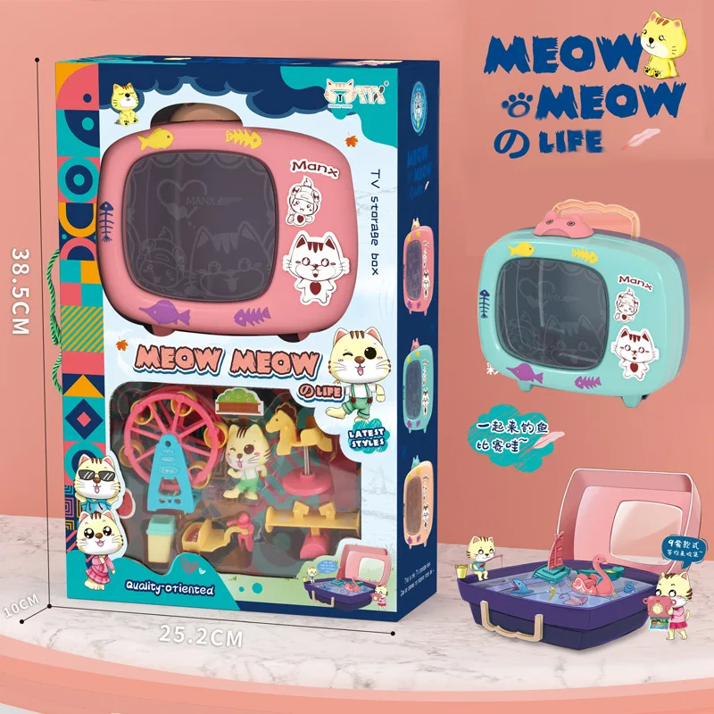 

New fun cat play scene set boys and girls play educational fishing toys for children's birthday gifts for kid's toys