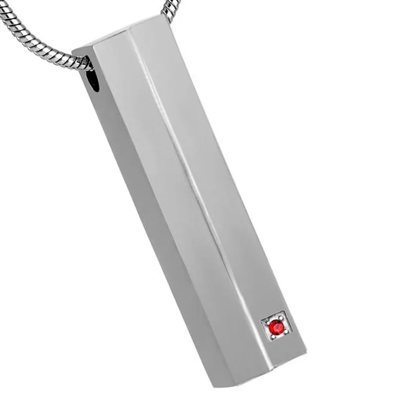 

IJD8263 Bar Shape with Crystal Stainless Steel Cremation Necklace Memorial Ashes Keepsake Urn Pendant For Pet/Human Jewelry