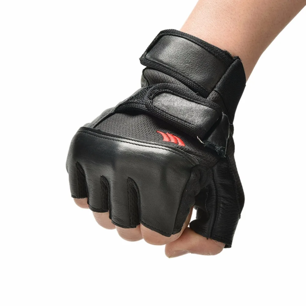 

1Pair Black PU Leather Weight Lifting Gym Gloves Workout Wrist Wrap Sports Exercise Training Fitness for Men