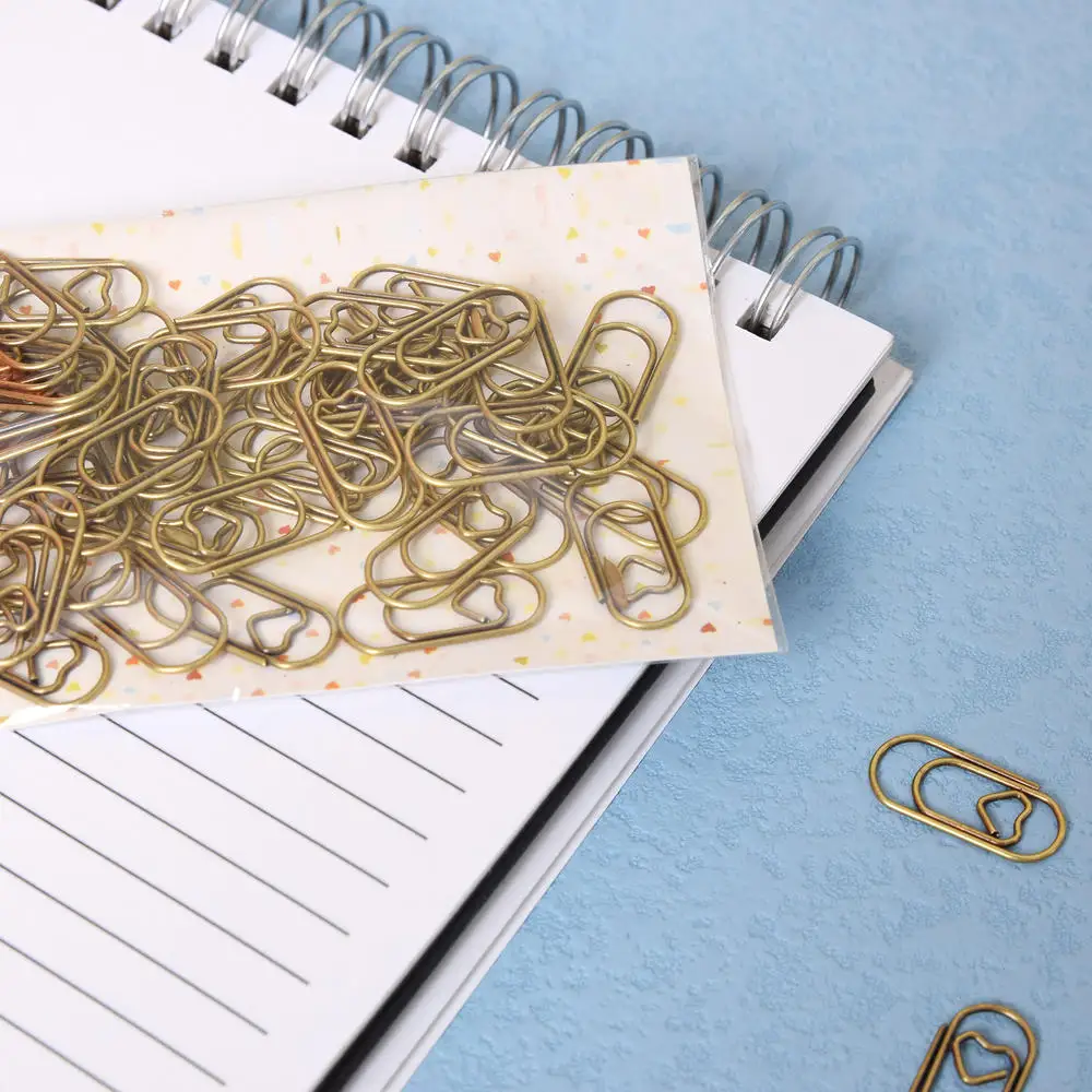 

50pcs/bag Cute Mini Bronze Paper Clips Bookmarks Photo Memo Ticket Clip Stationery School Supplies Gifts