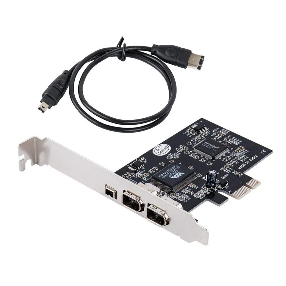 Карта Firewire адаптер PCIe 800 для Windows 10 с низкопрофильным кронштейном и кабелем 3 порта