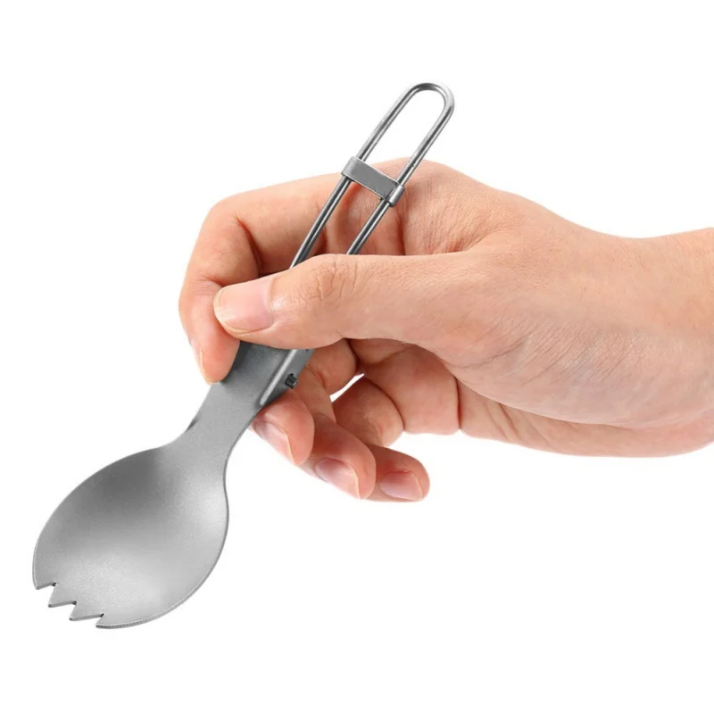

Camping Backpacking Cutlery Titanium Fork Spoon Outdoor Foldable EDC Spork Picnic Mini Portable Spoon Fork Lightweight 2020
