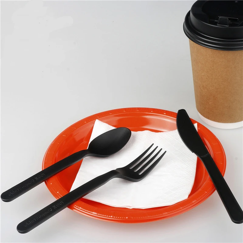 50 шт одноразовые пла столовый прибор из кукурузного крахмала вилки ножи и ложки