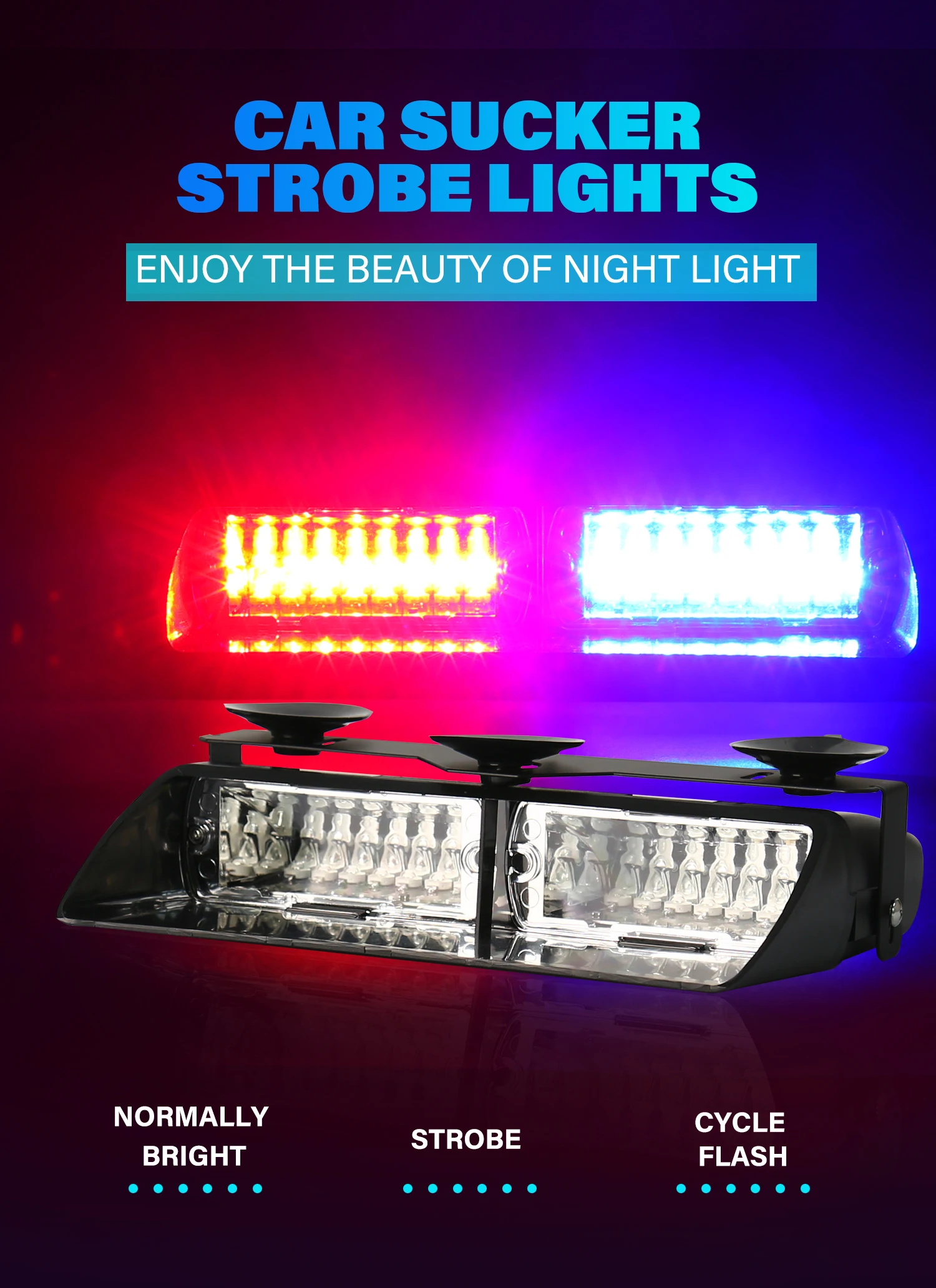 Details about   Led Strobe Signal Emergency Police Windshield Warning Beacon Lighting Red Blue 