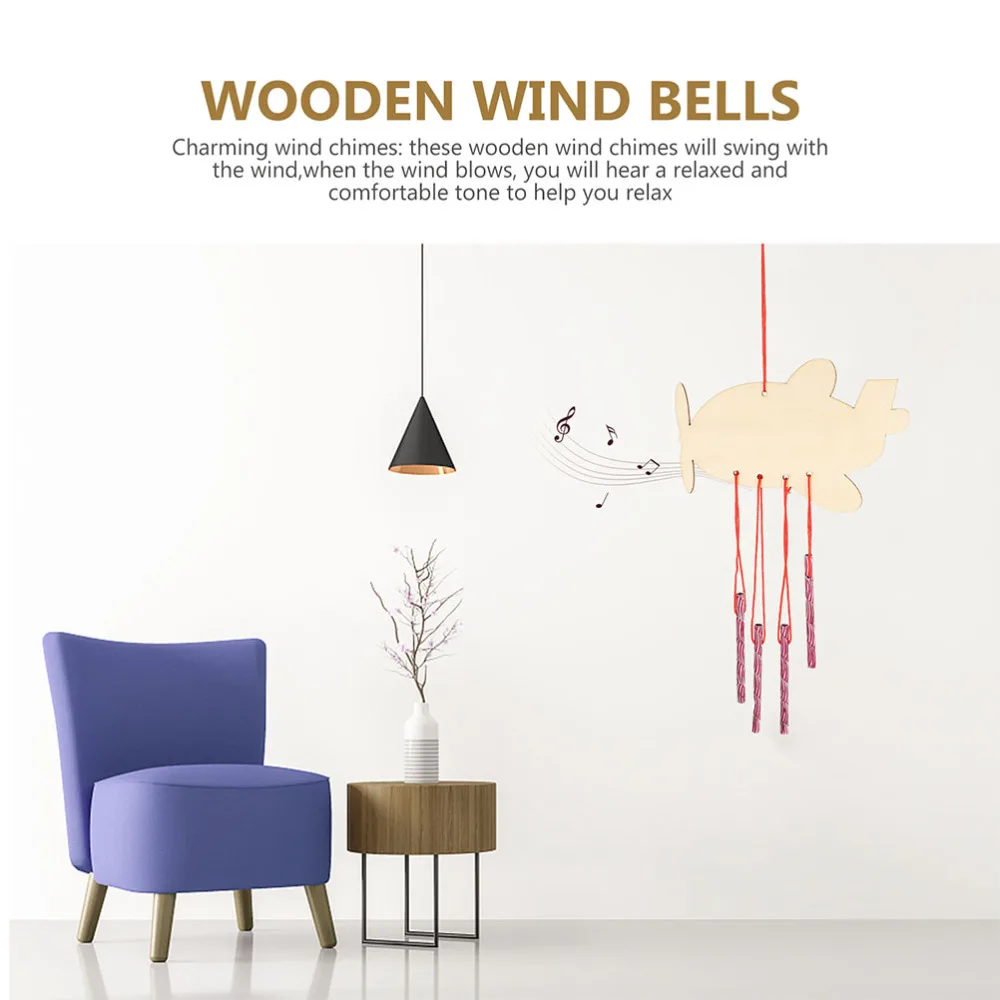 

6pcs DIY Wind Chime Wooden Doodle Craft Making Hanging Wind Bell Accessories
