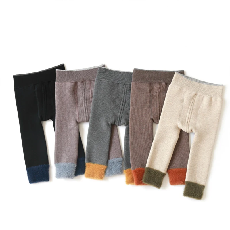 Детские зимние леггинсы теплые махровые плотные милые штаны для маленьких