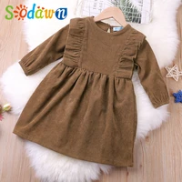 sodawn spring autumn corduroy dress for girl kid clothes children dress baby girl clothes long dress for 2 6 years