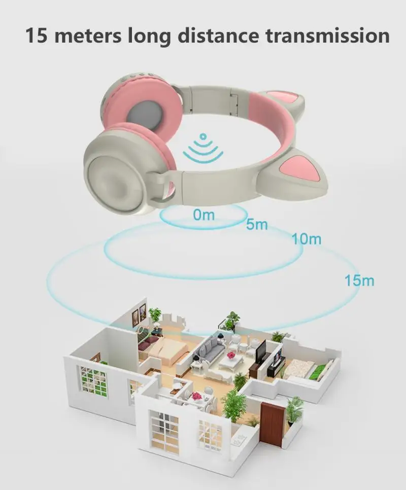 Детские наушники ZW 028 Cute Bluetooth 5 0 светодиодный нитура со светодиодсветильник кой в