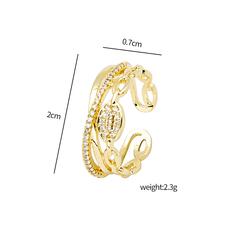 

rings for women exquisite opening, adjustable micro-set chain ring, trendy all-match multi-layer cross female ring