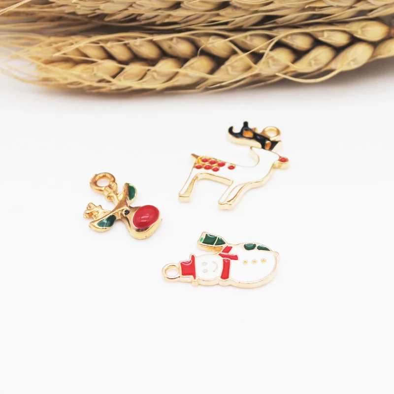 20pcs/lot Lucky Deer Snowman Charm Pendants for Jewelry Making Enamel Christmas | Украшения и аксессуары