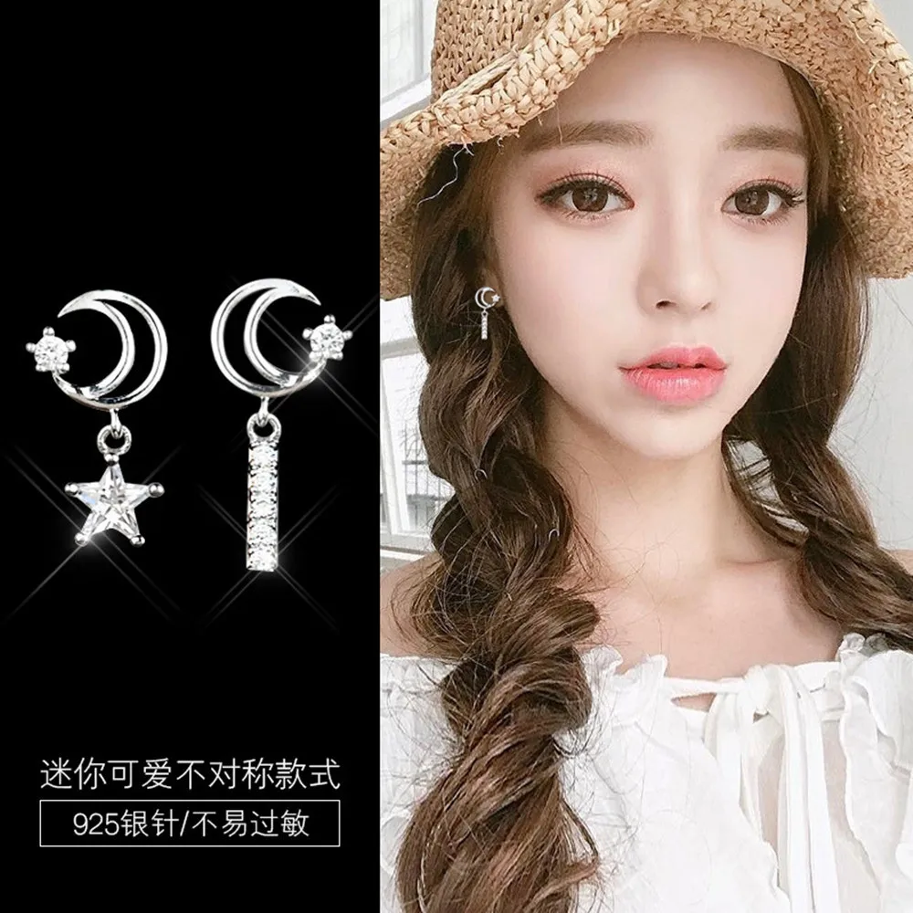 S925 новые минималистичные модные роскошные простые выложенные кристаллы месяц