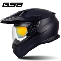 gsb full face casco moto double lens motocross helmet flip up road helmet motorcycle with dual top vents removable lining black