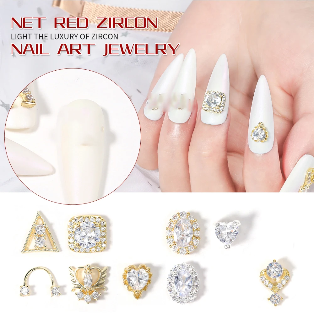 

1pc Nails Art High Quality Zircon 3D Gold and Silver Alloy Super Flash Luxury Zircon Crystal Rhinestone DIY Nails Art Decoration