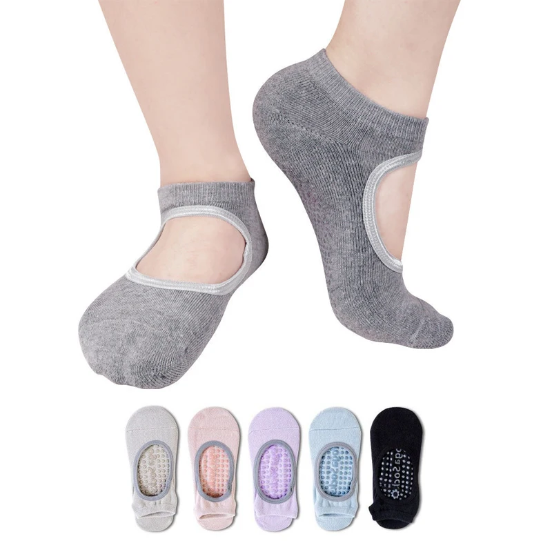 

Fashion Women Fitness Yoga Socks Breathable Silica Gel Anti-Slip Backless Low Ankle Socks Ballet Dance Sports Socks For Female