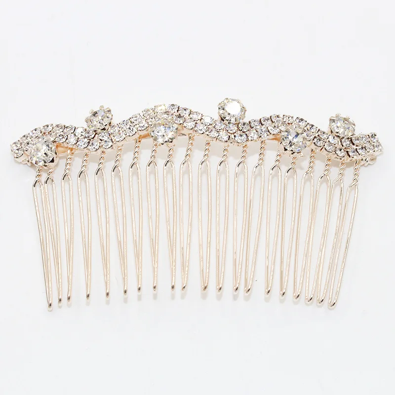 Гребень Стразы золотого цвета с цветами и листьями для невесты роскошные