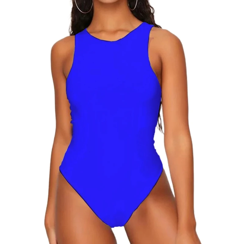 

Womens Summer Sleeveless O-Neck Bodysuit High Waist Racer Back Bodycon Leotard Solid Color Basic Tank Top Jumpsuit