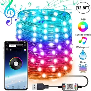 Рождественский светодиодный Сказочный светильник RGB с Bluetooth-совместимым пультом дистанционного управления 5 В USB медные провода 5 м 10 м 15 м 20 м Рождественское украшение Новинка