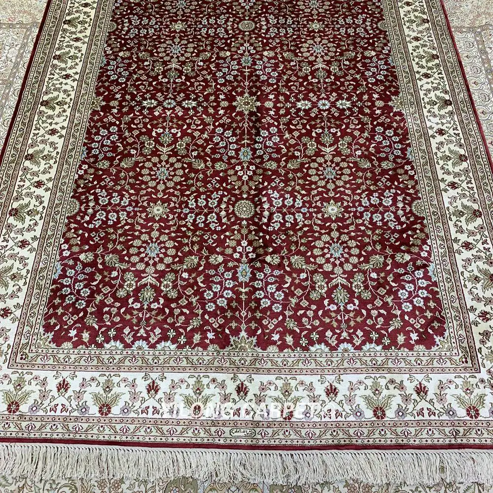 Yilong 4 5 'x 6 5' Кум шелковые ковры классические восточные персидские спальни