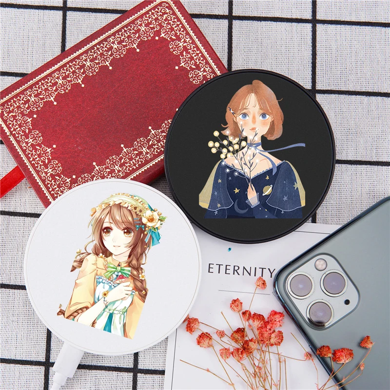 

Fashion Anime Girls Cartoon Wireless Charger for Iphone/airpods Portable Charger for Iphone for Samsung for Huawei for Xiaomi