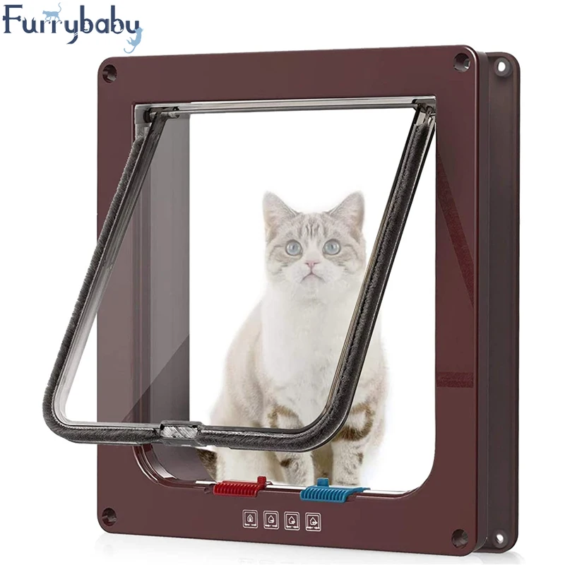 Откидная дверь для собак и кошек 4 ходовой замок охранная откидная домашних