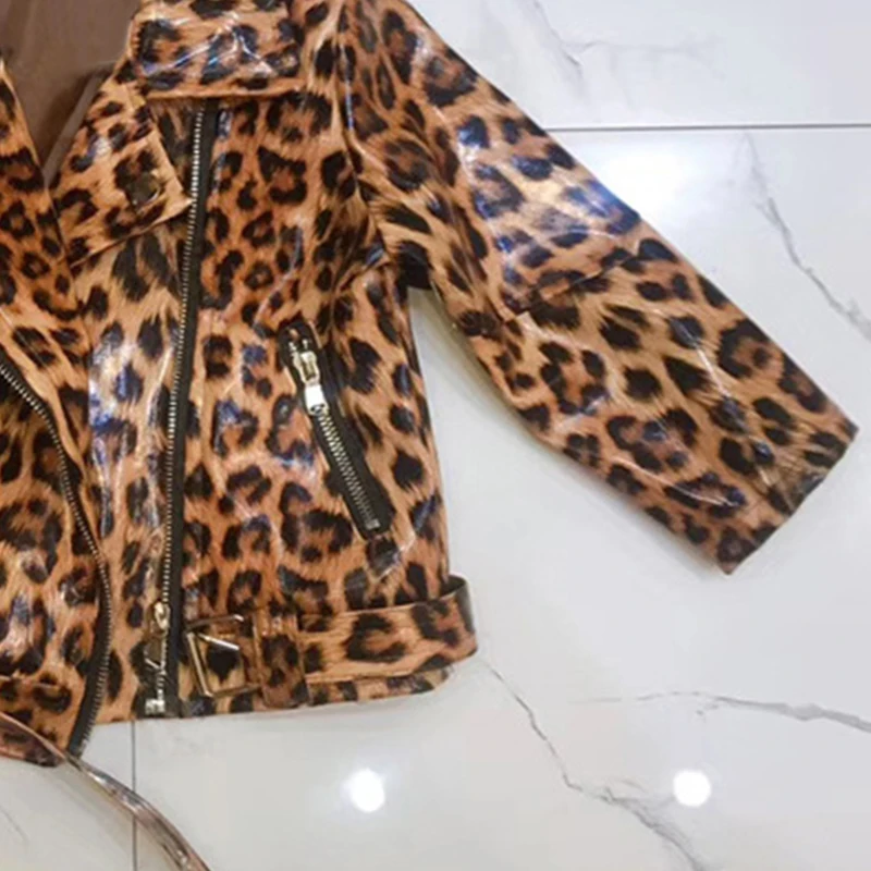 Chifuna/Новая Осенняя леопардовая мотоциклетная куртка модное пальто для маленьких