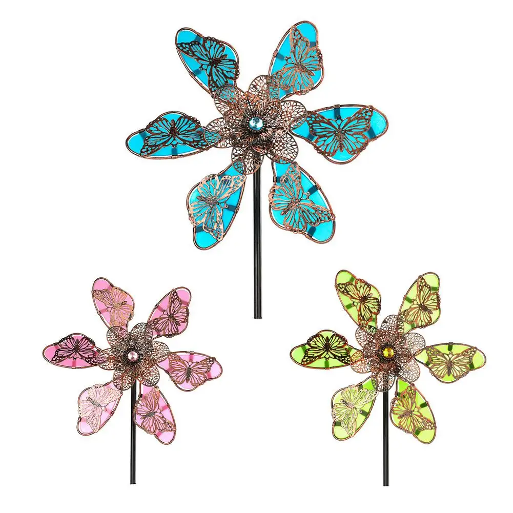 

Metal Wind Spinner Iron Spinner Garden Stake Metal Windmill With Standing Pole For Garden Yard Lawn Outdoor Decoration