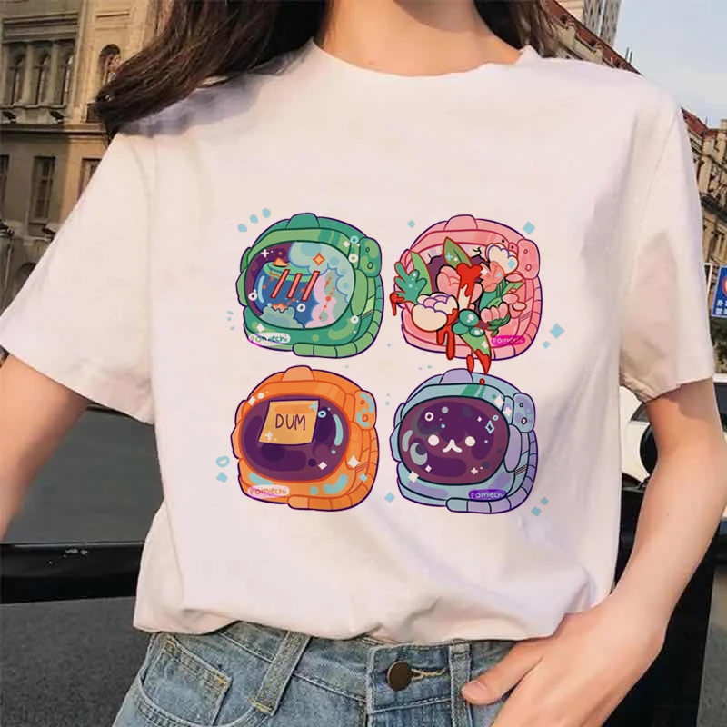

2021 new Women's casual cartoon Among Us Game printed T-shirt Harajuku fashion street lovers Kawaii white short sleeve T-shirt