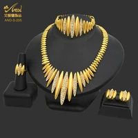 dubai bridal choker jewelry sets african gold color necklace bracelet earring ring set arab nigerians wedding jewelries ornament