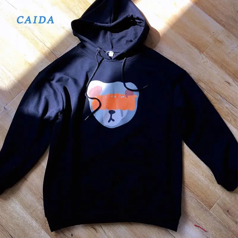 

CAIDA Hoodies Women Fall 2021 New Printed Solid Color Loose Fashion Hooded Pullover Long Sleeve Mid-length Casual Jacket