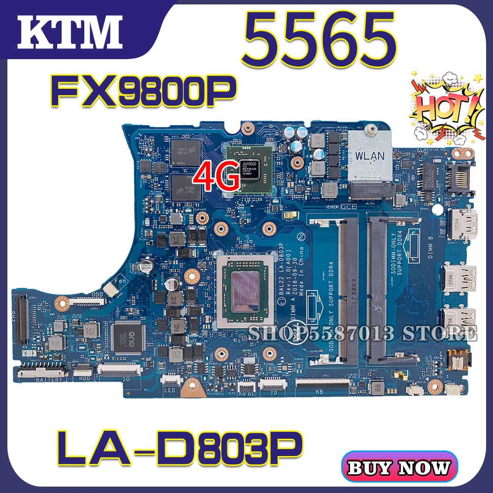 Bestellen Für NEUE DELL Inspiron 15 BAL23 DELL 5565 LA-D803P Laptop Motherboard Mainboard 100% Test Arbeit OK FX-9800P CPU AMD PM