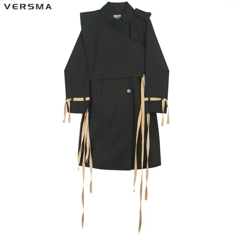 Тренчкот мужской с лентами в стиле Харадзюку водостойкий готическом | Мужская