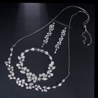 amc fashion bridal jewelry sets wedding aaa cubic zircon necklace earring and bracelet set wedding set jewellery for women