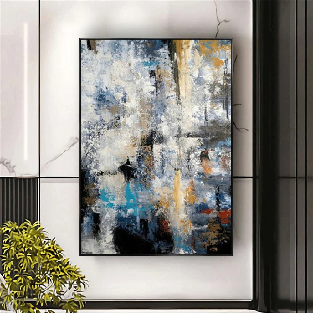 

Handmade Oil Painting Gypsophila Creative Canvas Paintings blue Painting modern Wall Art Vintage art Painting Home Decoration