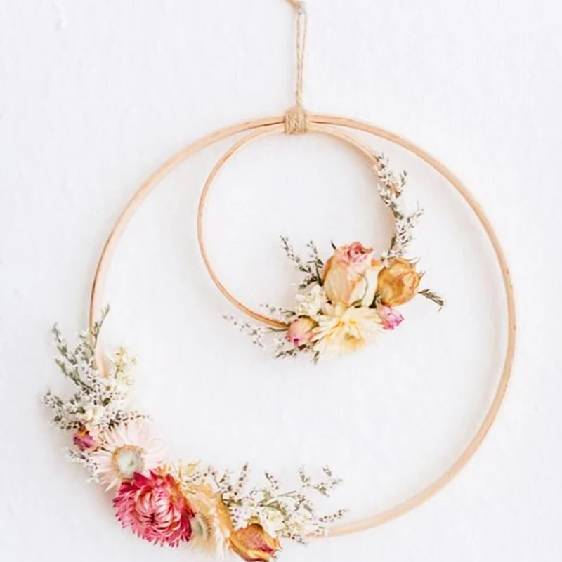 

10-40cm Gold Metal Ring Hoop Flower Wreath Hoops Home Door Wall Hanging Ornament Wedding Decoration Spring Party Decor