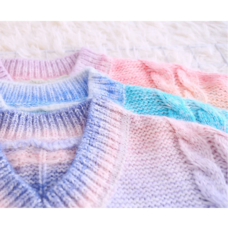 

PEONFLYAutumn Winter Pullover Sweater Women Beautiful Gradient Rainbow Striped Loose Jumper Female Oversized Knit Tops Lady