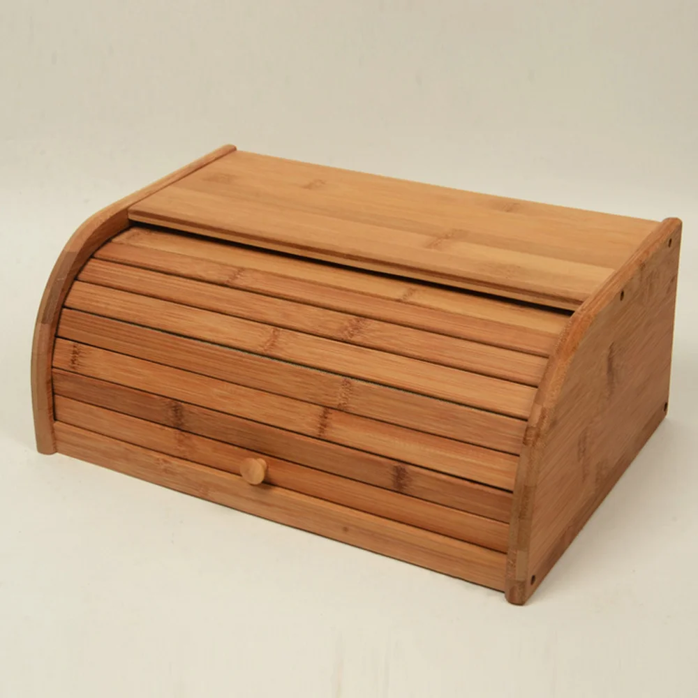 

1pc Bamboo Bread Box Household Storage Bin Practical Food Container