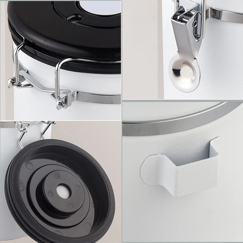 

Sealed Coffee Beans Jar 304 Stainless Steel Vent Valve Sealed Storage Containers Jars With Lid Spoon Dry Fruit Fresh-keeping Can