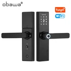 Электронный дверной замок Obawa, умный биометрический замок со сканером отпечатков пальцев, удаленный Wi-Fi, цифровой, с паролем, разблокировкой ключа