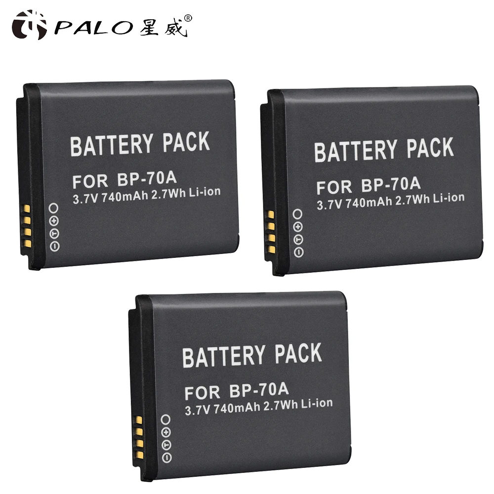 PALO 1 шт. аккумуляторная батарея для цифровых фотоаппаратов BP-70A для SAMSUNG ES65 ES70 ES73 PL80 PL90 PL100 ST30 ST60 SL50 SL600 TL105 TL110 WP10 WB35F - Цвет: 3pcs