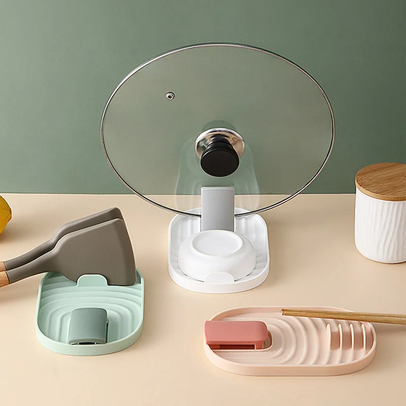 

Kitchen Spoon Holders Fork Spatula Rack Shelf Organizer Plastic Spoon Rest Chopsticks Holder Non-slip Spoons Pad