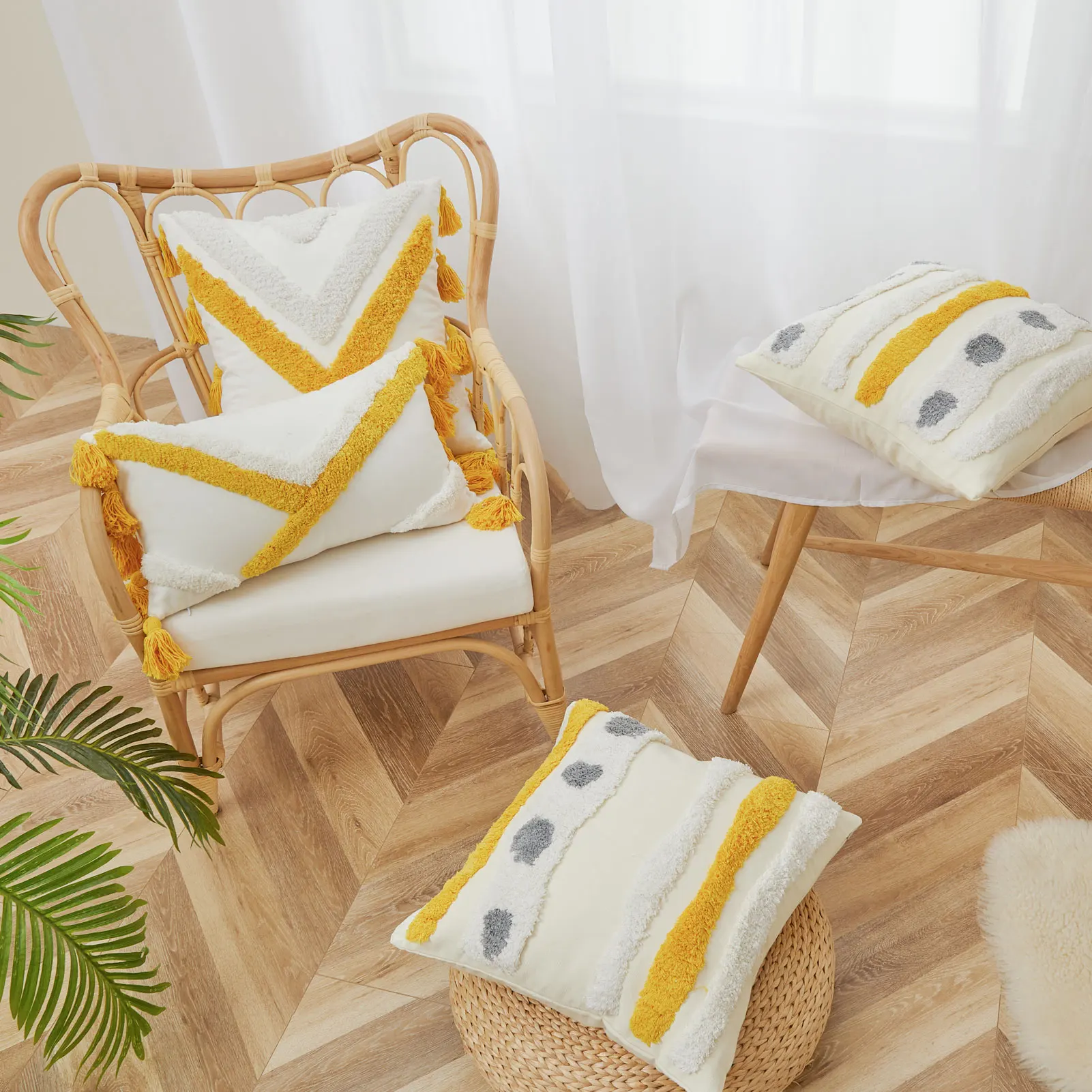 Льняные Наволочки с кисточками бежевая наволочка в стиле бохо стеганая подушка