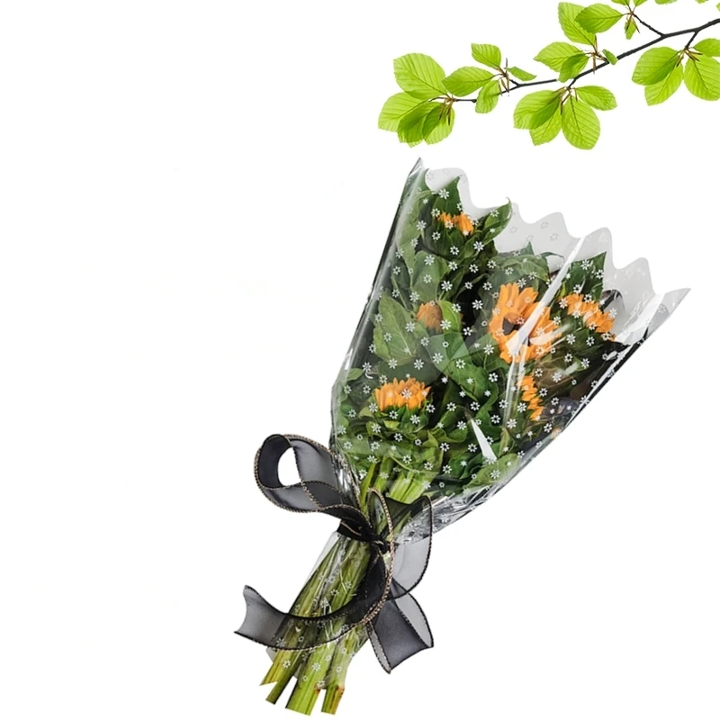 50 шт. упаковка для цветов серебряная одноветочная OPP водонепроницаемая