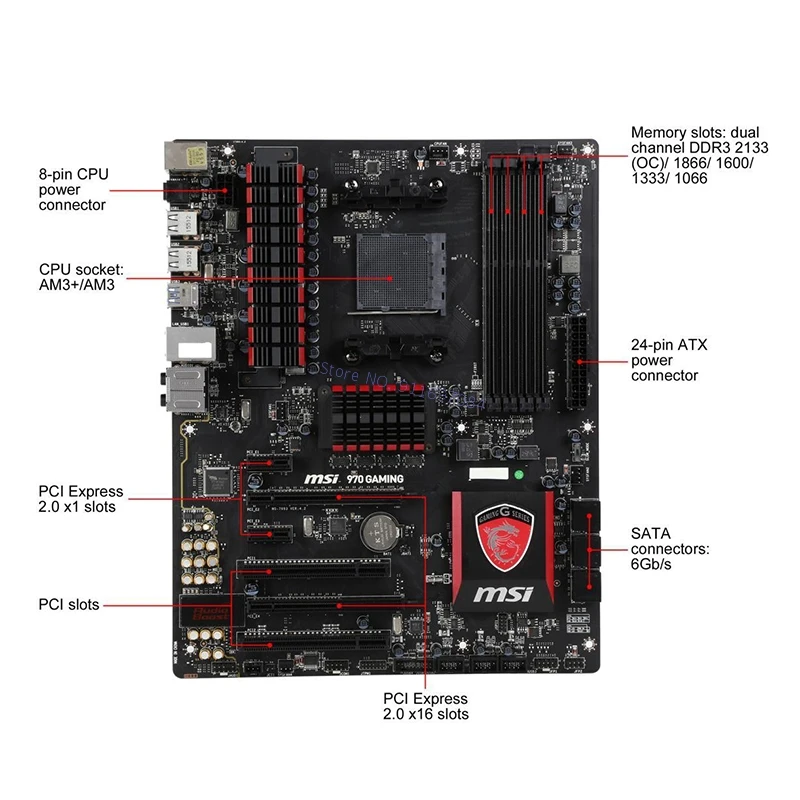 Для игровой материнской платы MSI 970 Socket AM3/AM3 + AMD и SB950 DDR3 32 Гб USB2.0 USB3.0 Desktop ATX