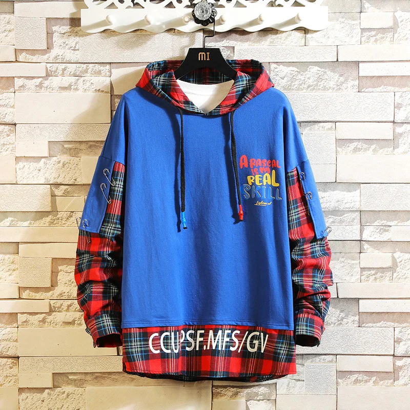 SingleRoad мужские толстовки с капюшоном 2020 Графический большой плед пэчворк Harajuku