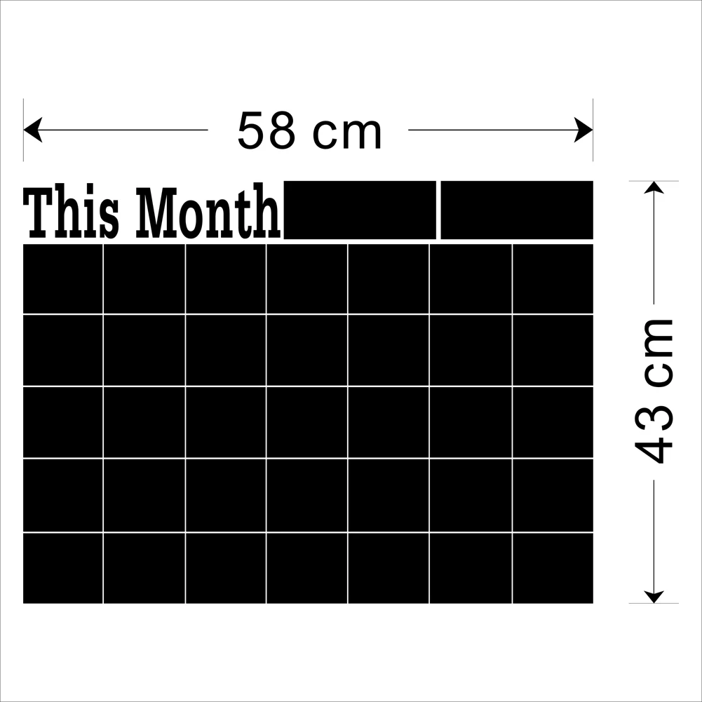 

Work Wall Sticker Decor Mural Home Calendar DIY Monthly Blackboard Removable Chalkboard Memo Month Plan Living Art Decoration
