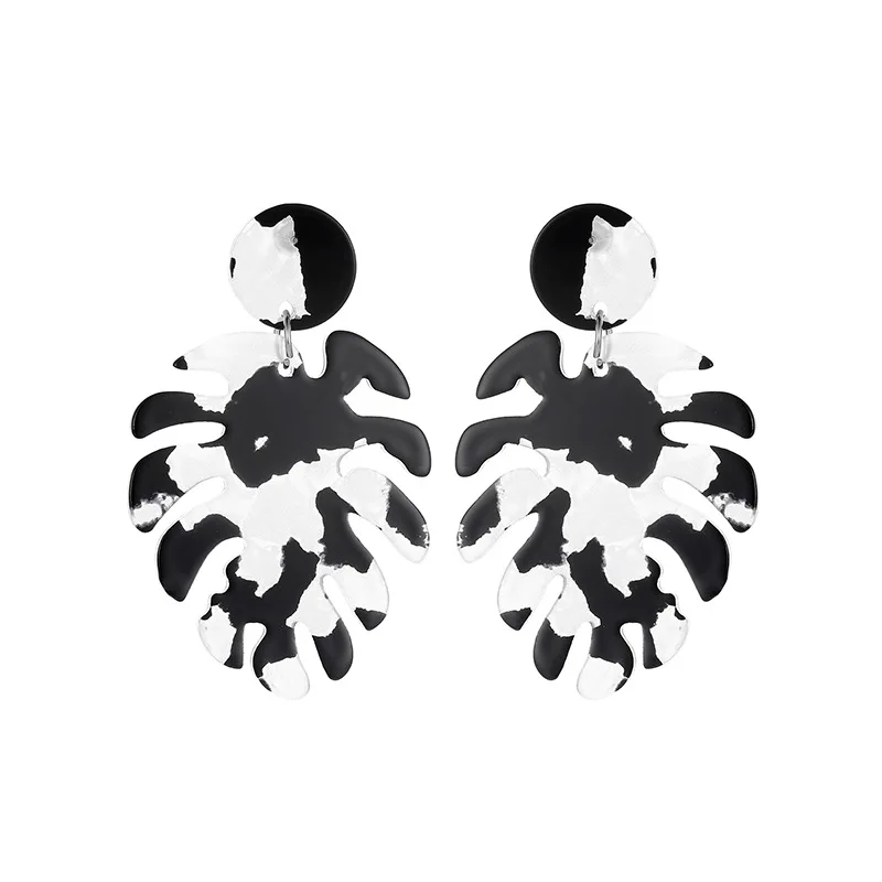 Женские серьги-гвоздики с листьями разноцветные ацетатные серьги круглыми