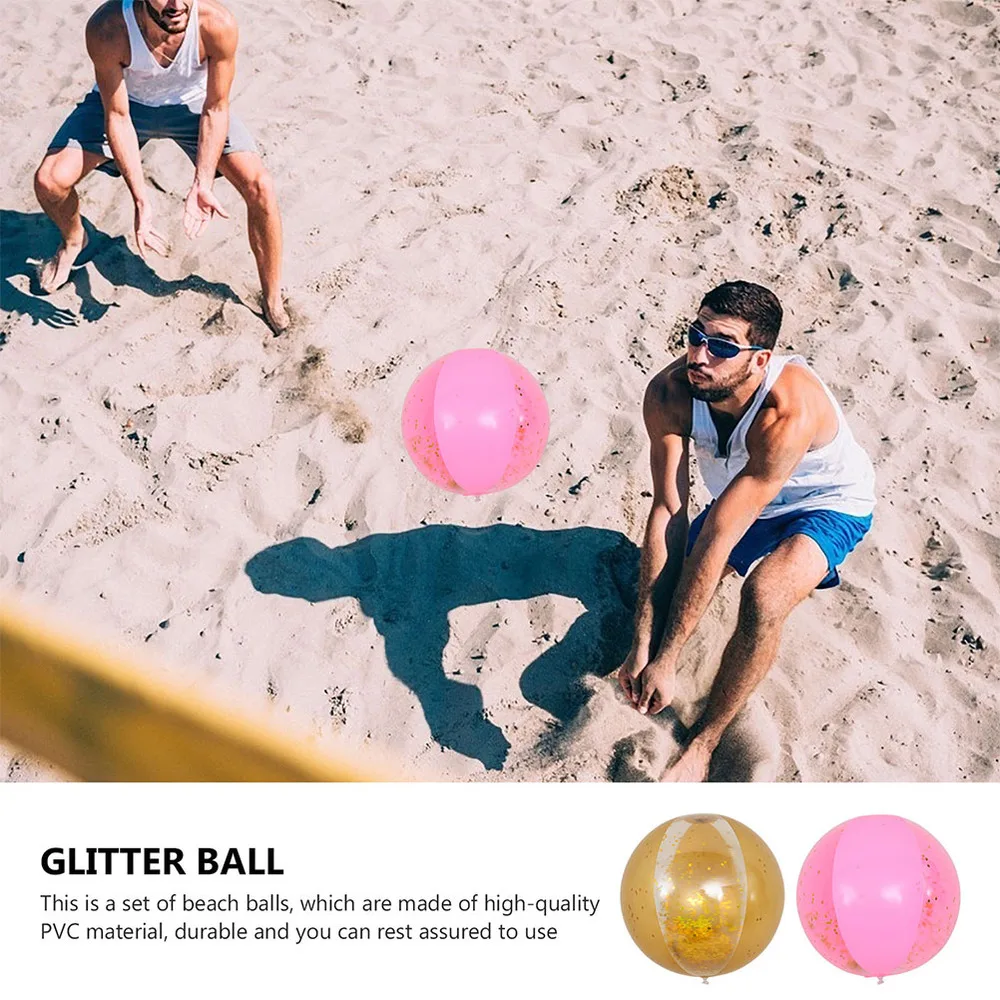 

4pcs Inflatable Sequin Transparent Beach Balls Pool Party Inflatable Toys