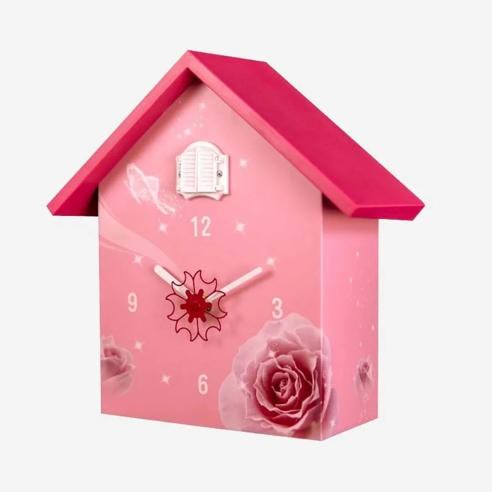 

Cuckoo Clock Pink 3D Simple Clock Living Room Fashion Desk Clock Cuckoo Hanging Clock 3d wall clock wood clock wall Plastic